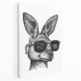 Stretched canvas wall art featuring a vibrant side view of a kangaroo in a natural setting, showcasing intricate details and bold colors, perfect for wildlife enthusiasts.