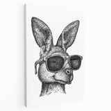 Stretched canvas wall art featuring a vibrant side view of a kangaroo in a natural setting, showcasing intricate details and bold colors, perfect for wildlife enthusiasts.