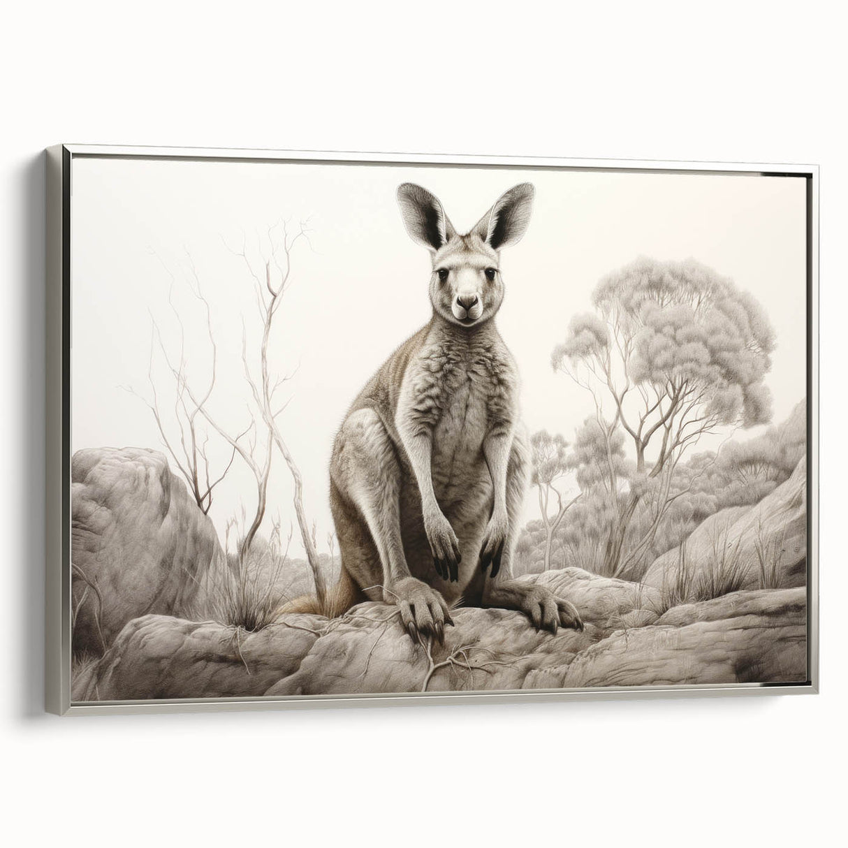 Framed wall art featuring a silver-sided kangaroo design in a wild life theme, showcasing vibrant colors and intricate details, ideal for animal lovers' decor.