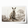 Kangaroo-themed wall art design printed on high-quality, rolled canvas, showcasing vibrant colors and intricate details, perfect for wildlife enthusiasts and home decor.