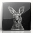Framed acrylic wall art featuring a stylish kangaroo design in a black frame, showcasing vibrant colors and intricate details, perfect for wildlife enthusiasts.