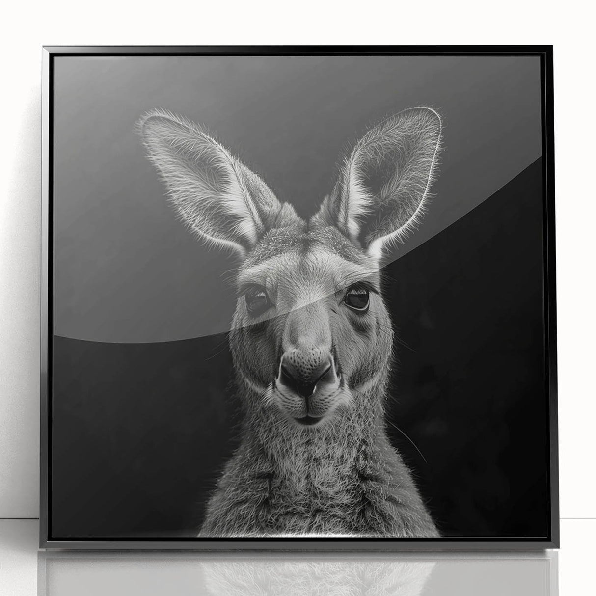 Framed acrylic wall art featuring a stylish kangaroo design in a black frame, showcasing vibrant colors and intricate details, perfect for wildlife enthusiasts.