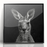 Framed acrylic wall art featuring a stylish kangaroo design in a black frame, showcasing vibrant colors and intricate details, perfect for wildlife enthusiasts.