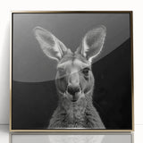 Framed acrylic wall art featuring a vibrant kangaroo design with gold accents, perfect for adding a touch of Australian wildlife to home decor.