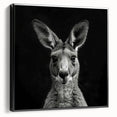 Framed canvas wall art showcasing a side view of a kangaroo design from the "Animals - A Wild Life" collection, featuring a sleek black frame and vibrant colors, perfect for nature-inspired decor.