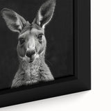 Close-up of a beautifully framed canvas featuring a vibrant kangaroo design, showcasing intricate details and rich colors, perfect for wildlife-themed decor.