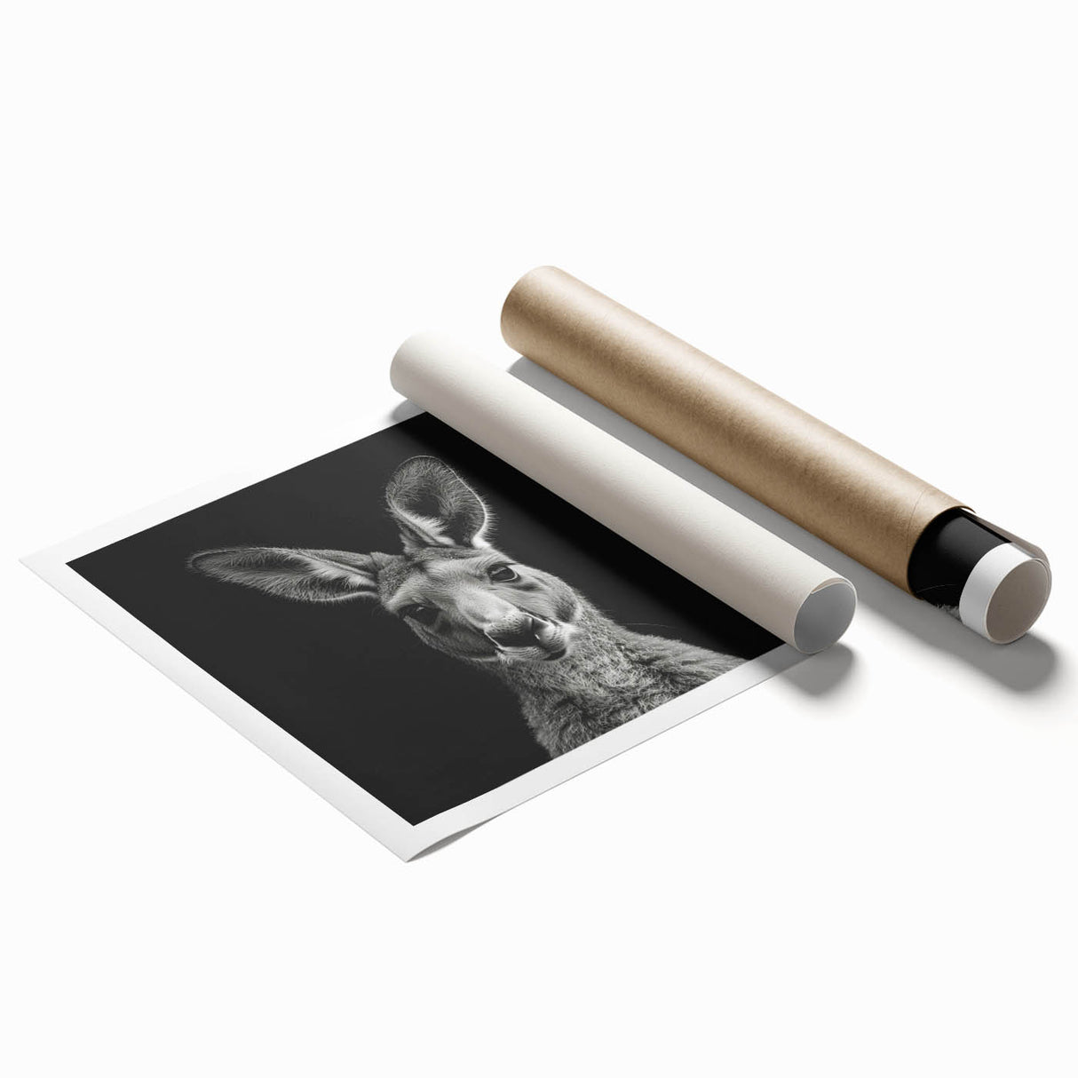 Kangaroo-themed wall art print showcasing vibrant colors and intricate details, rolled and ready for framing, ideal for wildlife enthusiasts and Australian decor.