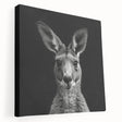 Stretched canvas wall art showcasing a vibrant kangaroo design, featuring detailed textures and colors, ideal for wildlife enthusiasts and modern decor.