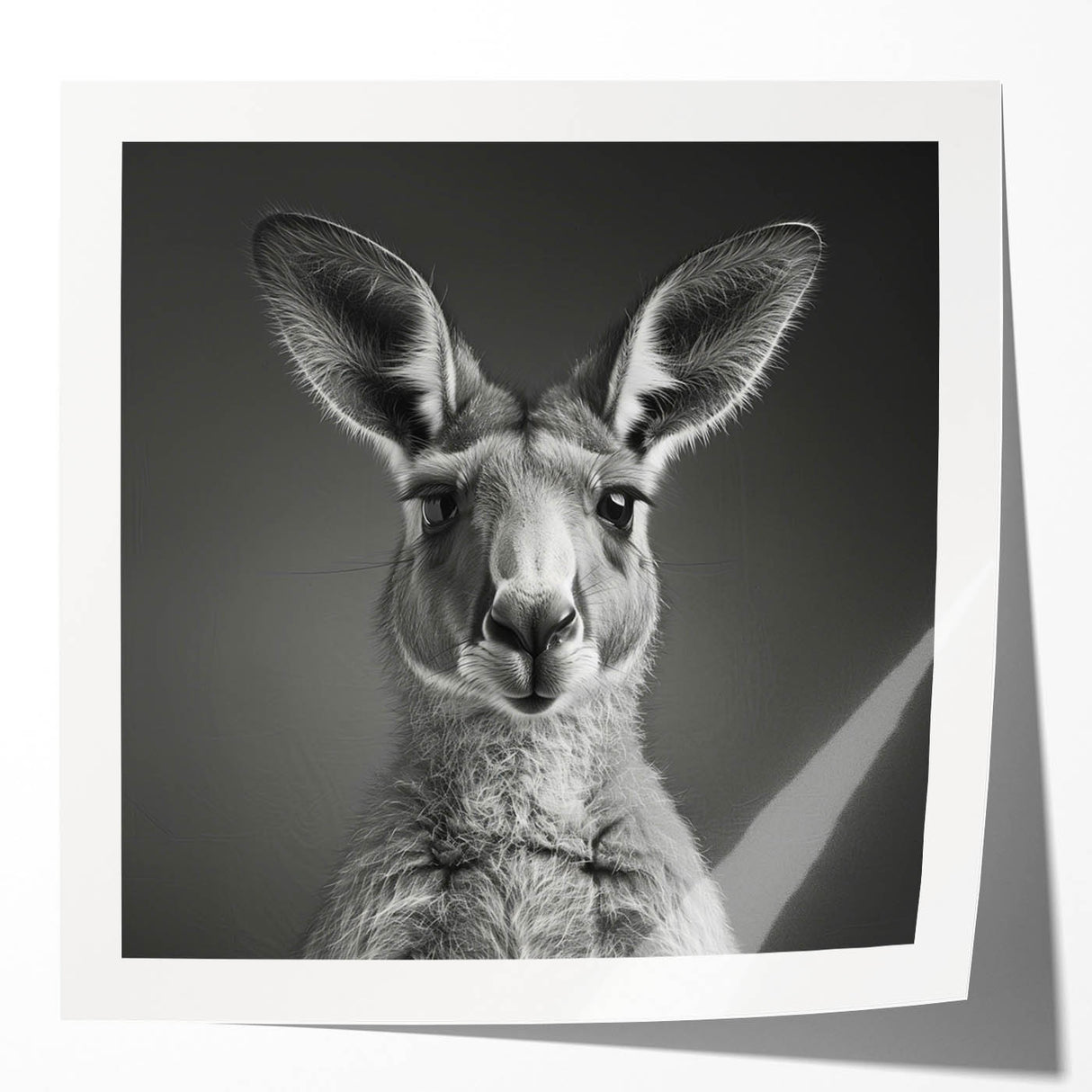Kangaroo wall art design featuring a vibrant, colorful illustration on glossy canvas. Perfect for wildlife enthusiasts, this art piece adds a touch of nature to any decor.