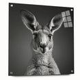Side view of a vibrant acrylic glass wall art piece featuring a kangaroo design from the "A Wild Life" collection, showcasing intricate details and vibrant colors, perfect for animal lovers.