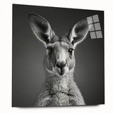 Side view of a sleek acrylic glass wall art piece showcasing a vibrant kangaroo design, ideal for animal lovers and contemporary home decor. Perfect for enhancing living spaces.