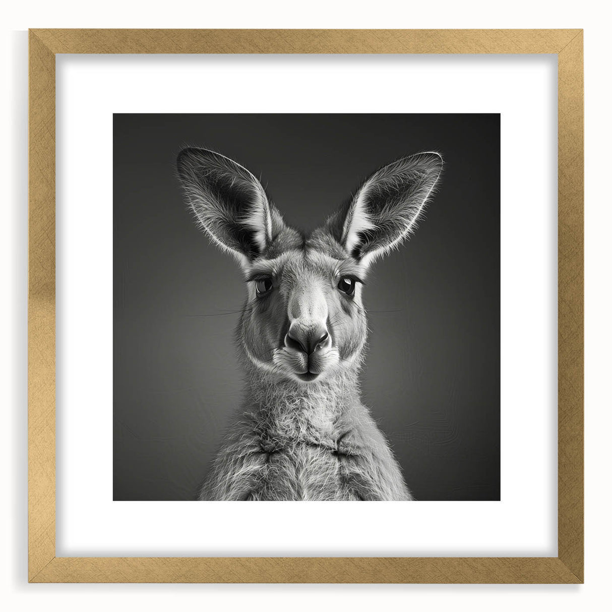 Framed wall art featuring a vibrant kangaroo design with a gold mat, perfect for adding a touch of wildlife-inspired decor to modern interiors.
