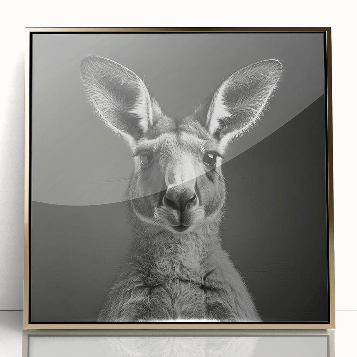 Framed wall art featuring a detailed kangaroo design in a gold-acrylic finish, showcasing vibrant colors and intricate textures, perfect for wildlife enthusiasts.