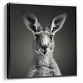 Framed canvas wall art showcasing a side view of a kangaroo design, featuring vibrant colors and intricate details, perfect for wildlife enthusiasts' decor.