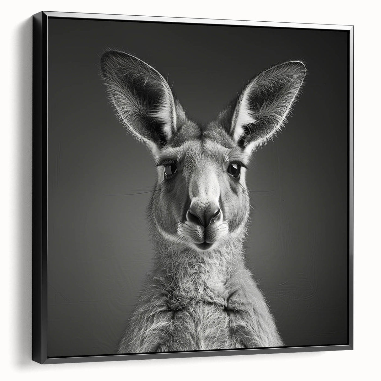 Framed canvas wall art showcasing a side view of a kangaroo design, featuring vibrant colors and intricate details, perfect for wildlife enthusiasts' decor.