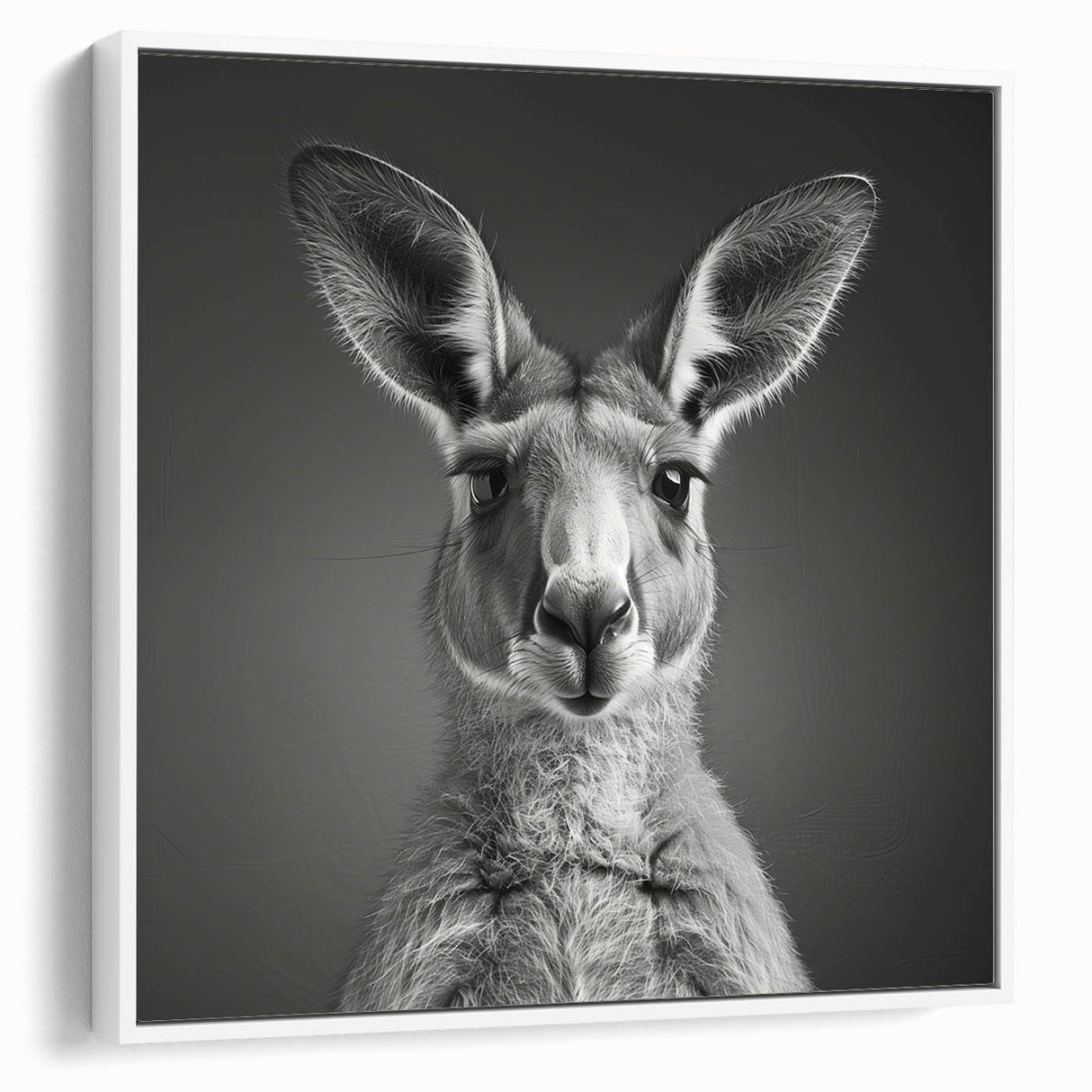 Framed wall art featuring a kangaroo design, showcasing vibrant colors and intricate details against a white background, perfect for wildlife-themed decor.