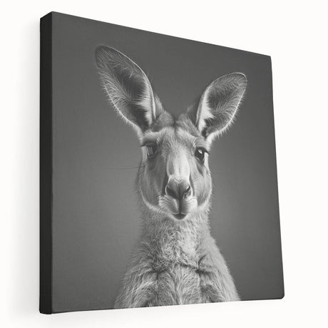 Side view of a stretched canvas wall art featuring a vibrant kangaroo design, showcasing intricate details and textures, perfect for animal lovers and home decor enthusiasts.