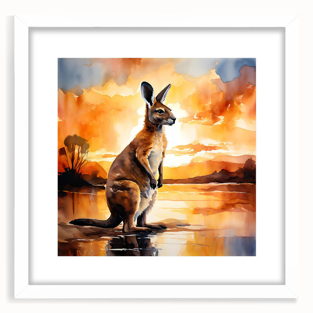 Framed wall art collection featuring a stylish kangaroo design on a white background, perfect for enhancing modern home decor with a touch of wildlife.