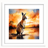 Framed wall art collection featuring a stylish kangaroo design on a white background, perfect for enhancing modern home decor with a touch of wildlife.