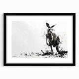 Framed wall art collection featuring a kangaroo design, with a sleek black frame and mat, showcasing vibrant colors and intricate details, perfect for enhancing any room's decor.