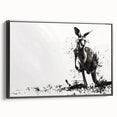 Framed canvas wall art depicting a side view of a kangaroo in a wild habitat, featuring vibrant colors and detailed textures, perfect for animal lovers.