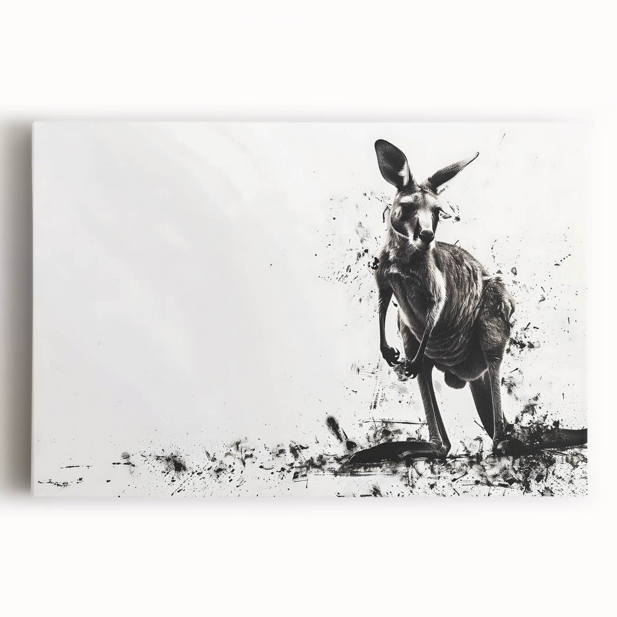 Vibrant kangaroo wall art design on stretched canvas, showcasing intricate details and rich colors, perfect for animal lovers and home decor enthusiasts.