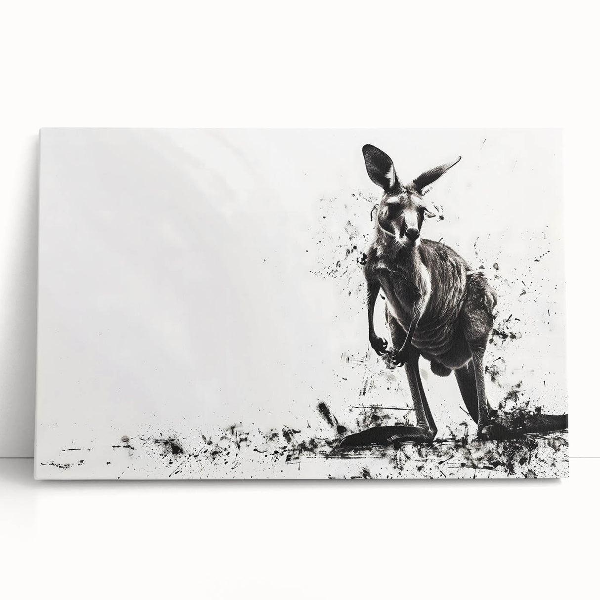 Vibrant stretched canvas wall art featuring a kangaroo design, showcasing intricate details and rich colors, perfect for enhancing any wildlife-themed decor.