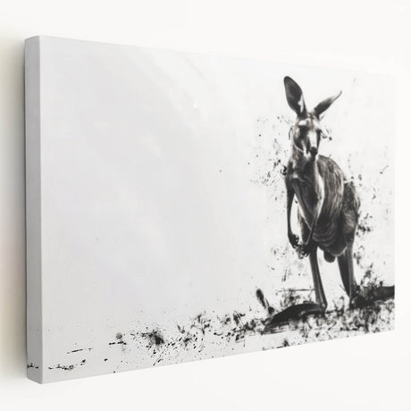 Stretched canvas wall art showcasing a side view of a kangaroo design, featuring vibrant colors and intricate details, perfect for wildlife-themed decor.