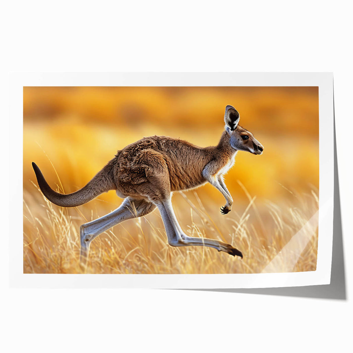 Kangaroo wall art print showcasing vibrant colors and intricate details, rolled for easy shipping in a protective cardboard tube, perfect for wildlife enthusiasts.