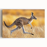 Stretched canvas wall art featuring a vibrant kangaroo design, showcasing detailed colors and textures, perfect for animal lovers and home decor enthusiasts.