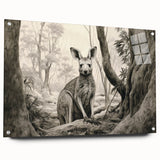 Side view of a kangaroo-themed wall art collection displayed in acrylic glass, featuring vibrant colors and unique design elements, perfect for animal lovers' decor.