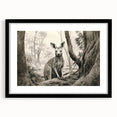 Kangaroo-themed wall art collection featuring an elegant black frame and mat, showcasing vibrant wildlife design ideal for home decor. Perfect for nature enthusiasts.