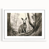 Kangaroo-themed wall art collection framed with a white mat, showcasing a vibrant design ideal for wildlife enthusiasts, perfect for home decor.