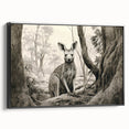 Framed wall art featuring a side view of a kangaroo design in black and white, showcasing intricate details and textures, perfect for animal-themed decor.