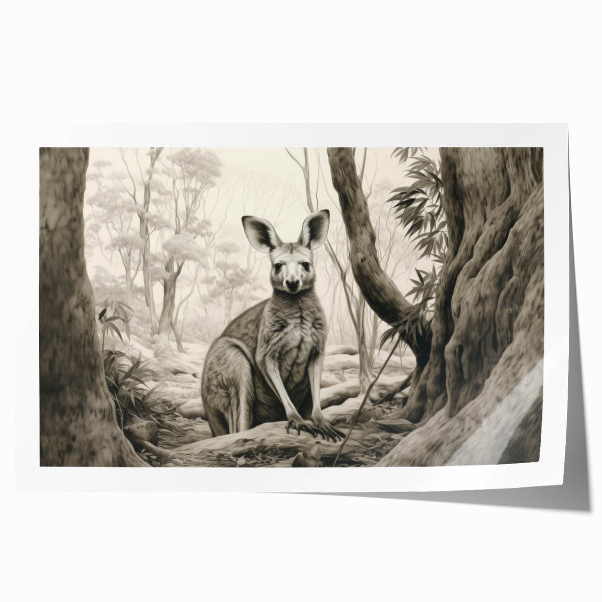 Kangaroo wall art design featuring vibrant colors and intricate details, ideal for wildlife enthusiasts. Perfect for home decor and nature-themed interiors.