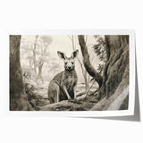 Kangaroo wall art design featuring vibrant colors and intricate details, ideal for wildlife enthusiasts. Perfect for home decor and nature-themed interiors.