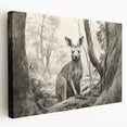Stretched canvas wall art featuring a side view of a kangaroo, showcasing vibrant colors and intricate details, perfect for wildlife enthusiasts and home decor.
