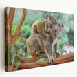 Side view of a stretched canvas wall art featuring a vibrant koala design, showcasing intricate details and natural colors, perfect for animal lovers’ home decor.