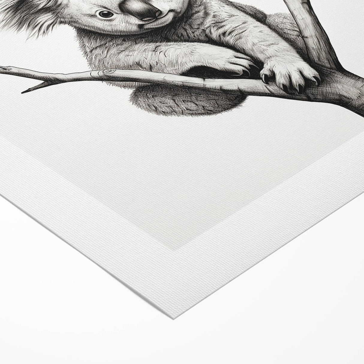 Koala wall art design on rolled canvas, showcasing a vibrant, detailed illustration of a koala in its natural habitat, perfect for wildlife enthusiasts.