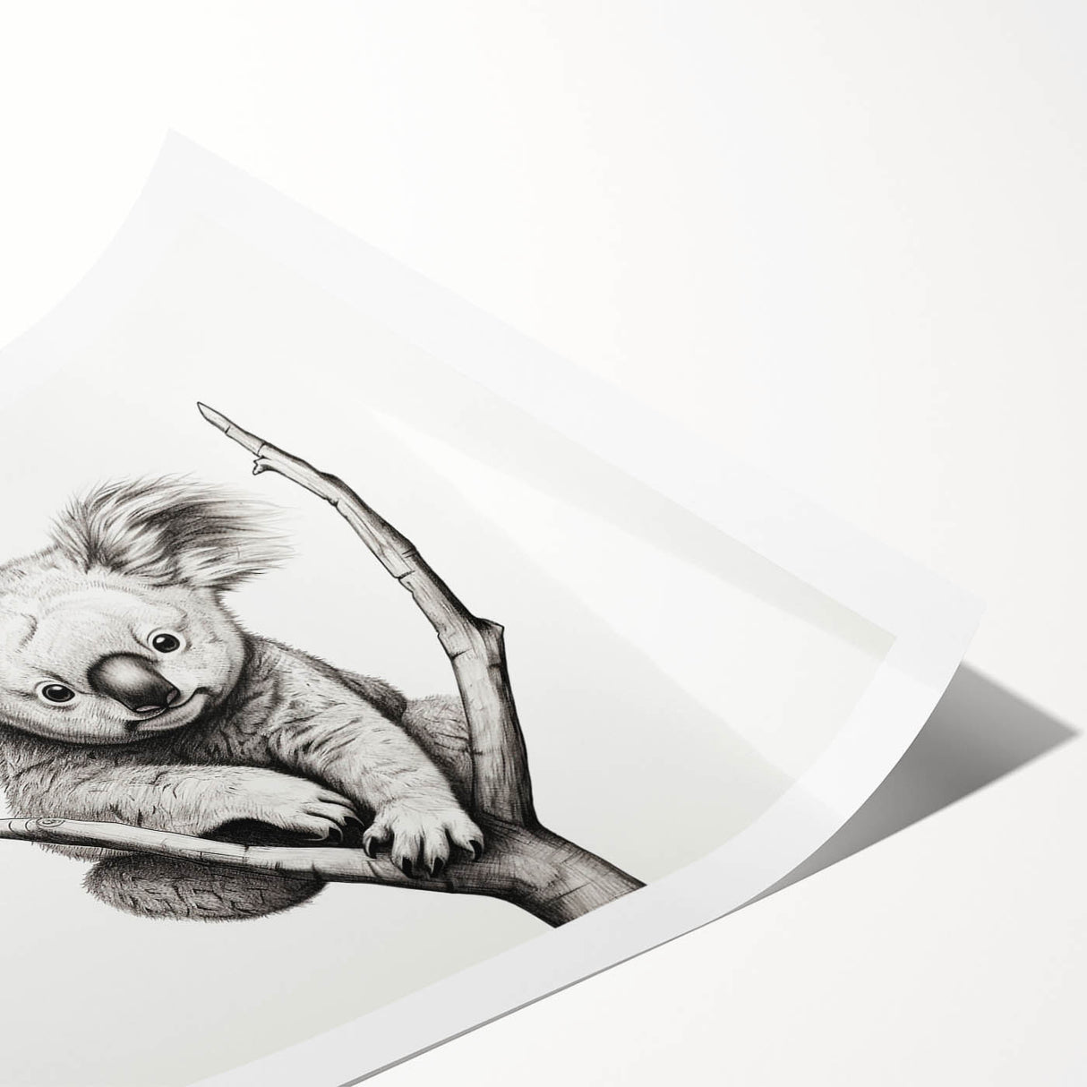 Koala wall art print on rolled canvas featuring vibrant colors and intricate details, showcasing the Australian wildlife theme, perfect for nature lovers' decor.