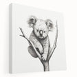 Side view of a stretched canvas wall art featuring a playful koala design, showcasing vibrant colors and intricate details, perfect for animal lovers and home decor enthusiasts.