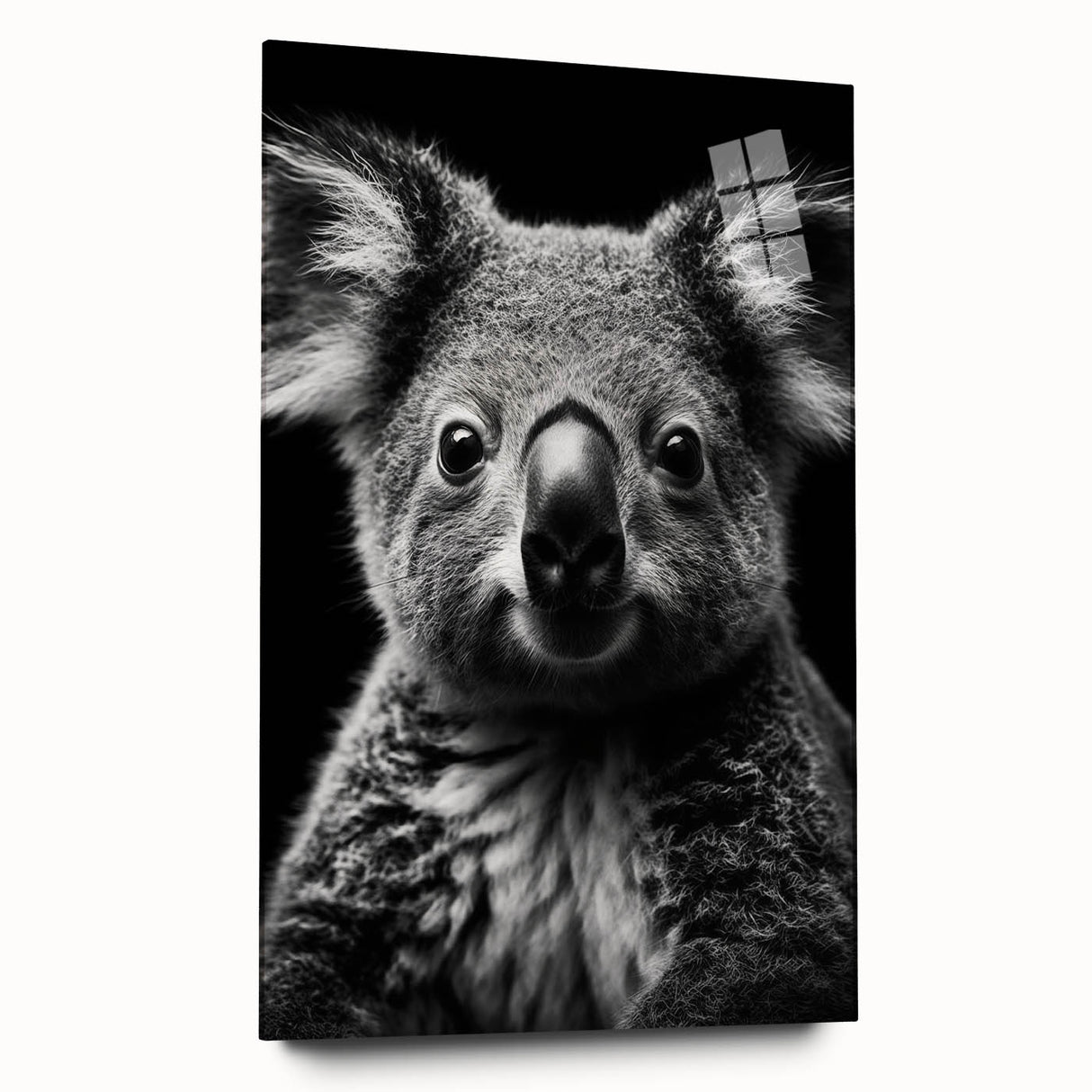Acrylic glass wall art depicting a serene koala design, showcasing vibrant colors and intricate details, perfect for animal lovers and nature-themed decor.