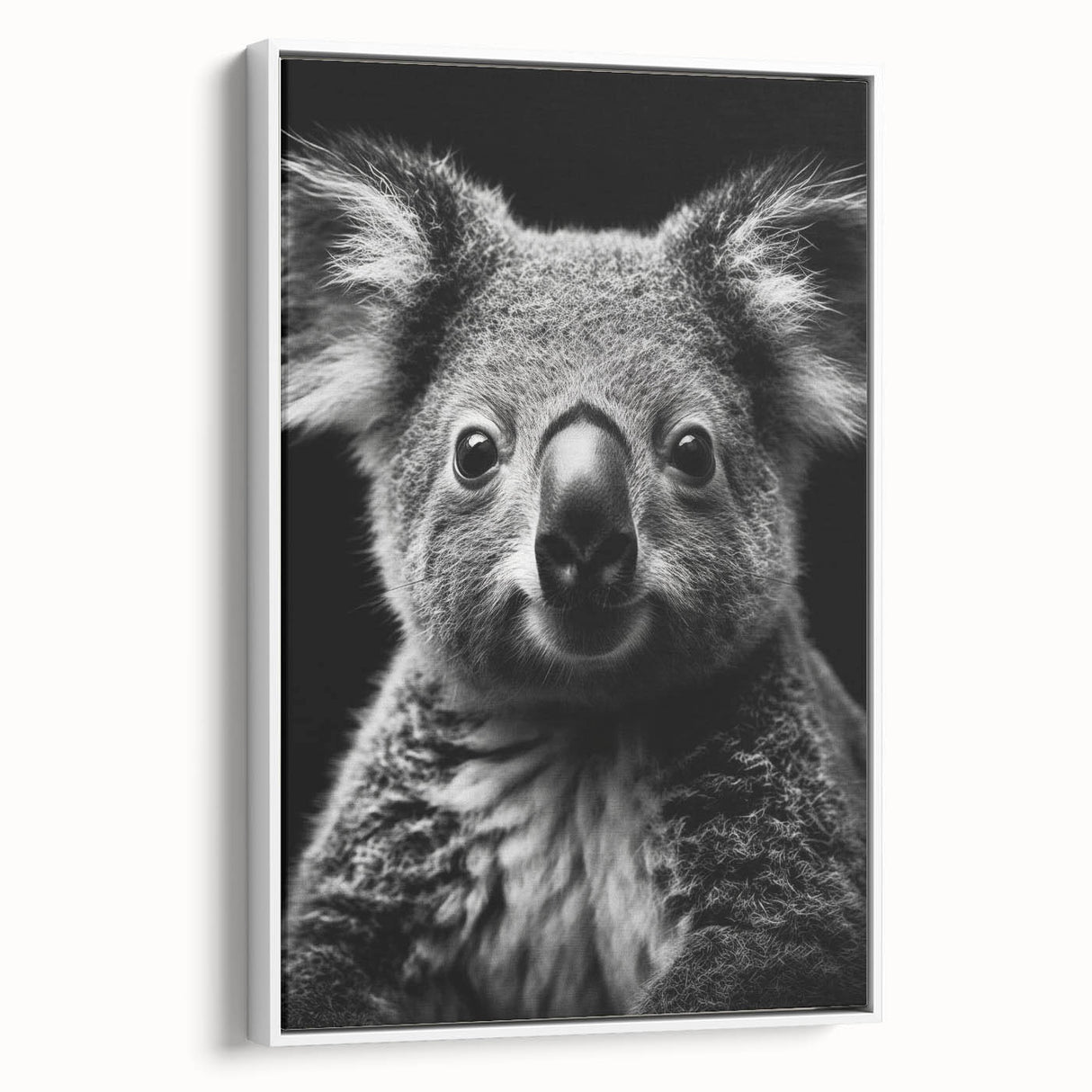 Framed canvas wall art showcasing a captivating koala design, featuring soft colors and intricate details, ideal for animal lovers and home decor enthusiasts.