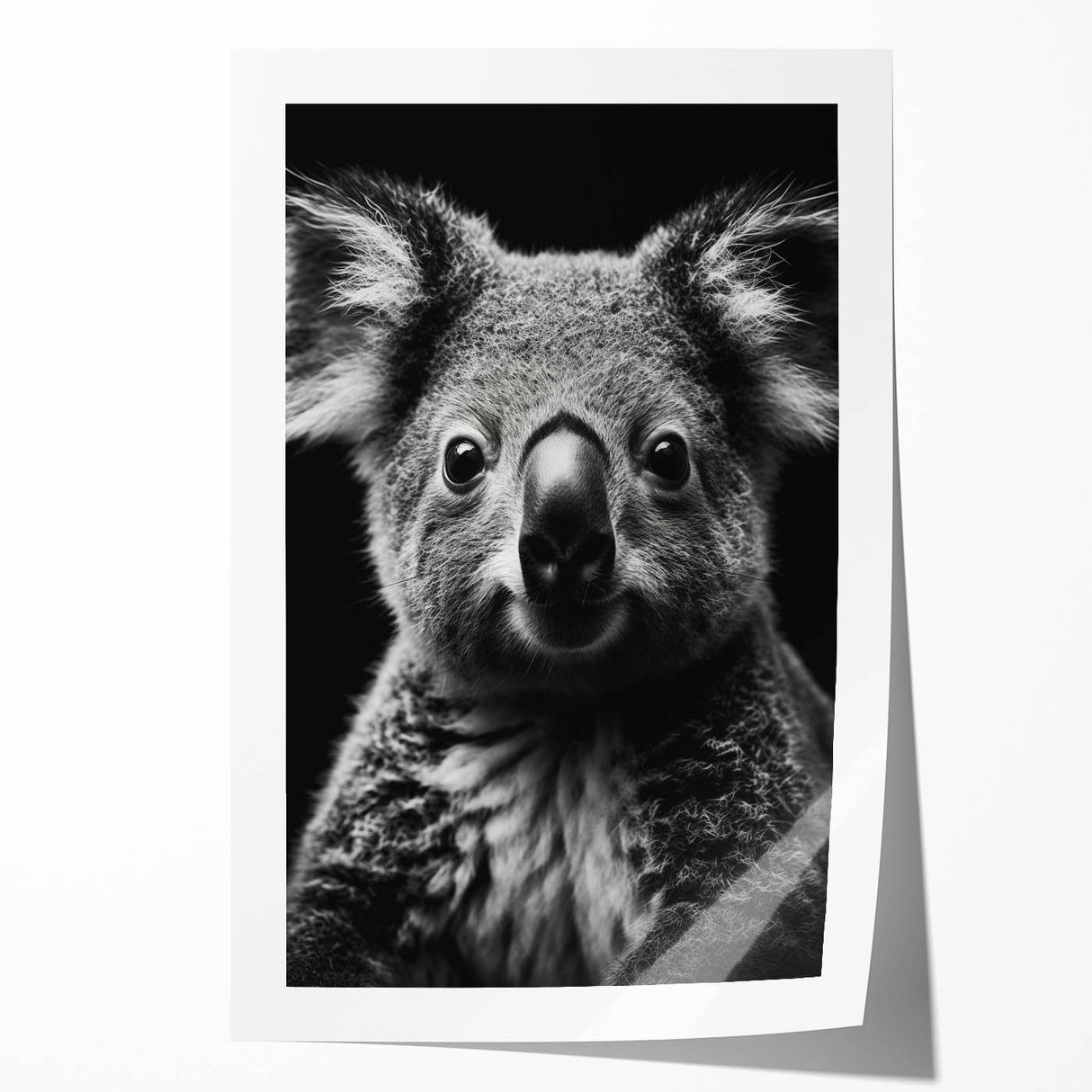 Koala-themed wall art print showcasing a vibrant, colorful design featuring a playful koala in a natural setting, perfect for animal lovers' home decor.