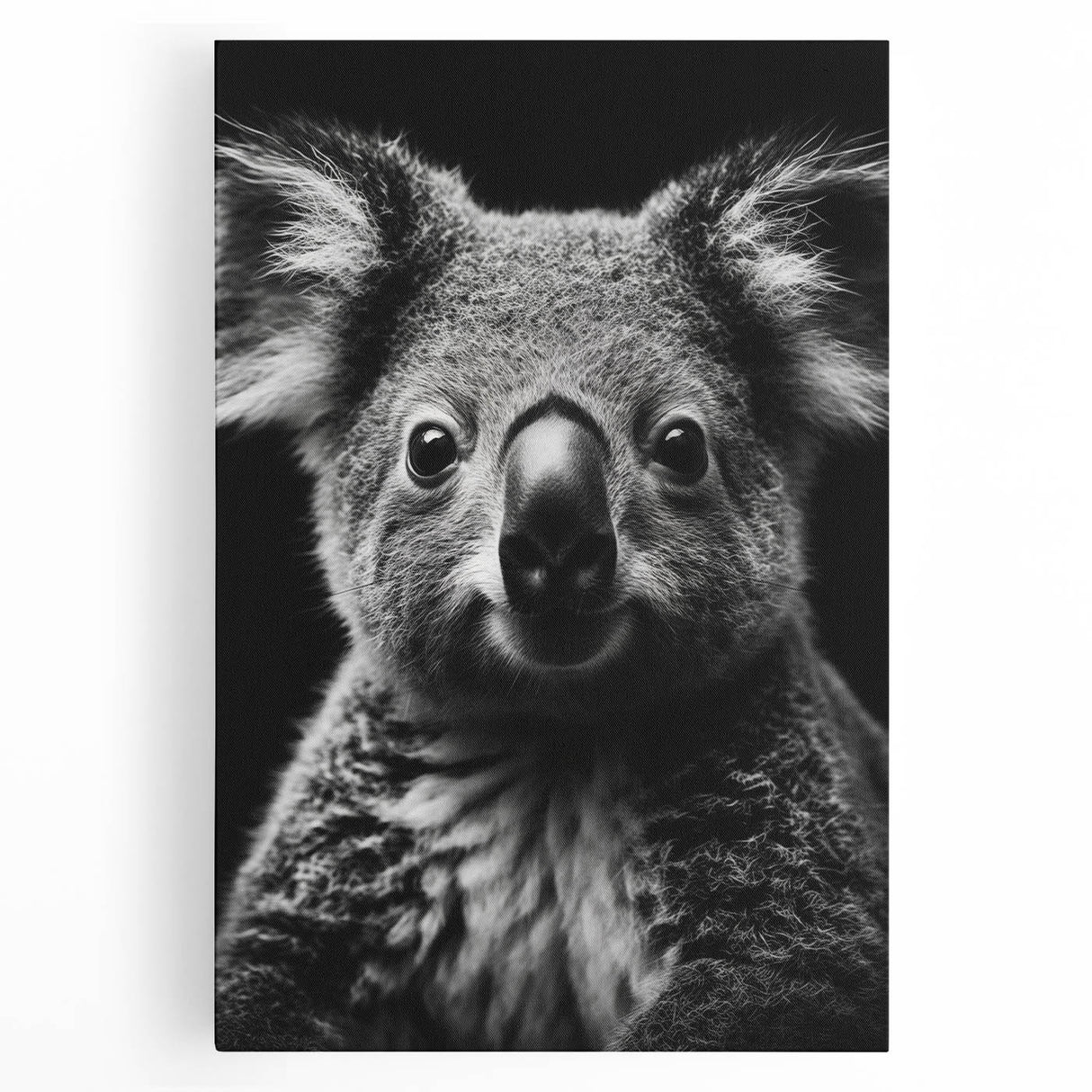 Stretched canvas wall art featuring a charming koala design, set against a vibrant green background, perfect for animal lovers and nature-themed decor.