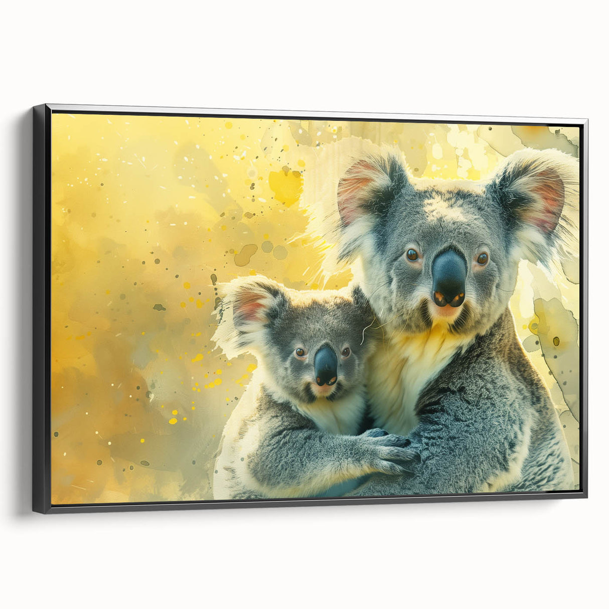 Framed canvas wall art featuring a side view of a serene koala design, showcasing vibrant colors and intricate details, perfect for animal lovers and home decor enthusiasts.