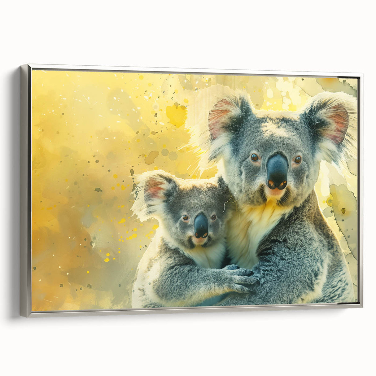 Framed wall art featuring a silver side view of a koala design, showcasing vibrant colors and detailed textures, perfect for wildlife enthusiasts and home decor.