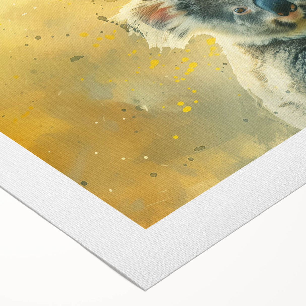 Koala wall art collection on rolled canvas, showcasing vibrant colors and detailed textures, perfect for nature-themed decor, displayed in a protective tube.
