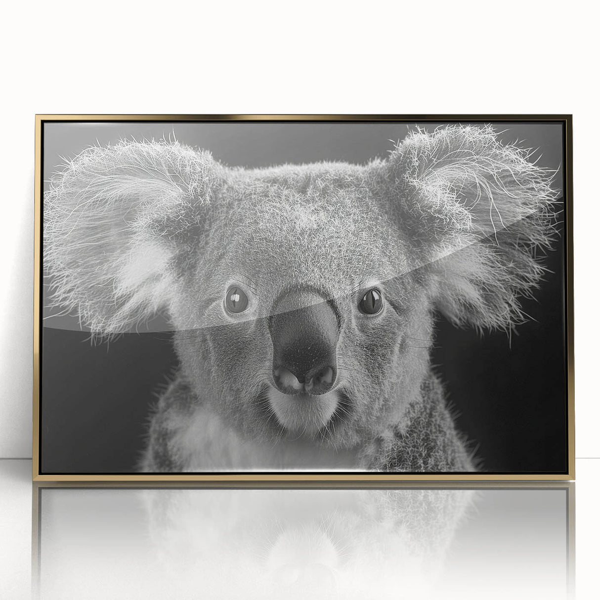 Framed wall art collection featuring a detailed koala design against a vibrant background, showcasing a gold-acrylic finish, perfect for animal-themed decor.