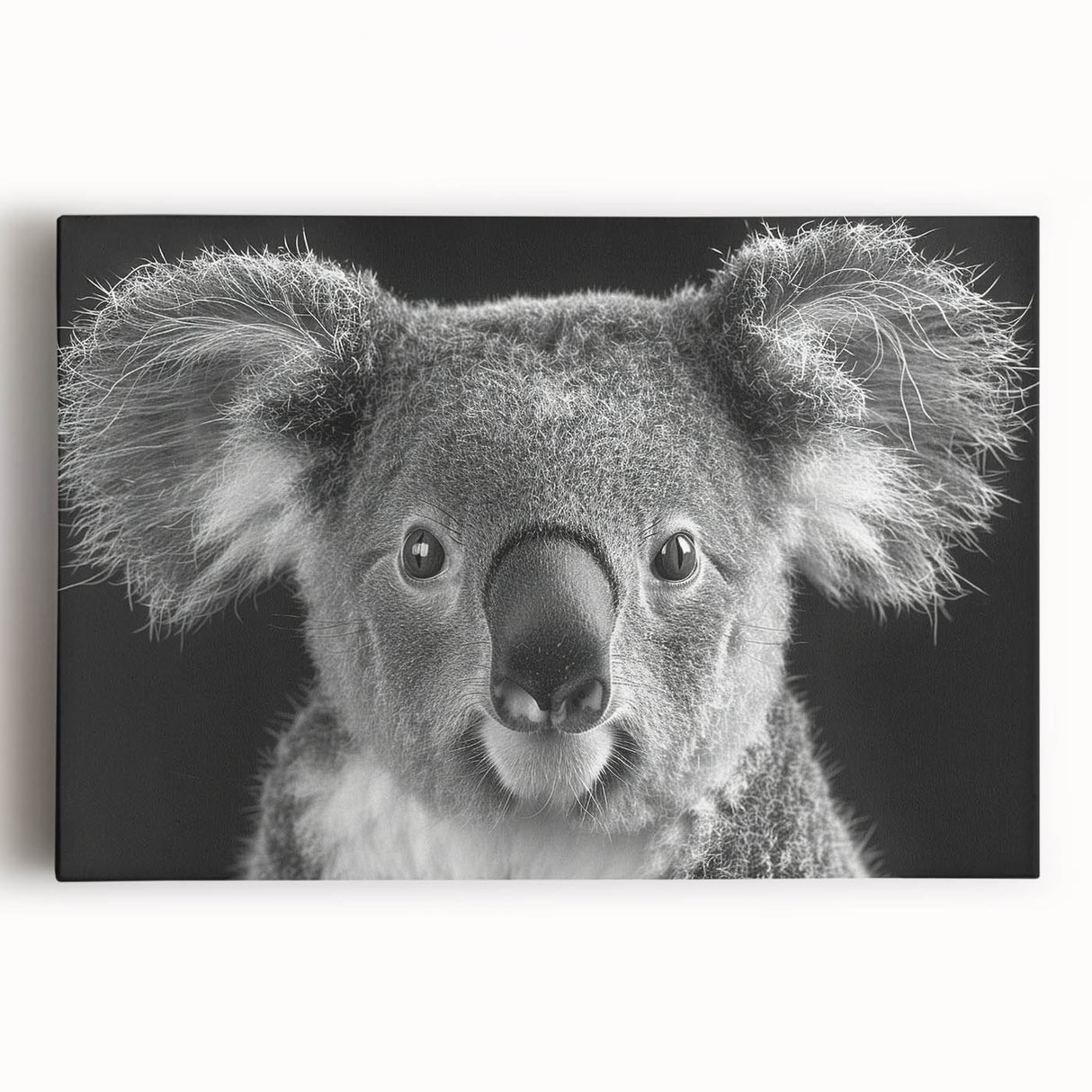 Stretched canvas wall art featuring a detailed koala design set against a vibrant natural backdrop, ideal for wildlife enthusiasts and home decor.